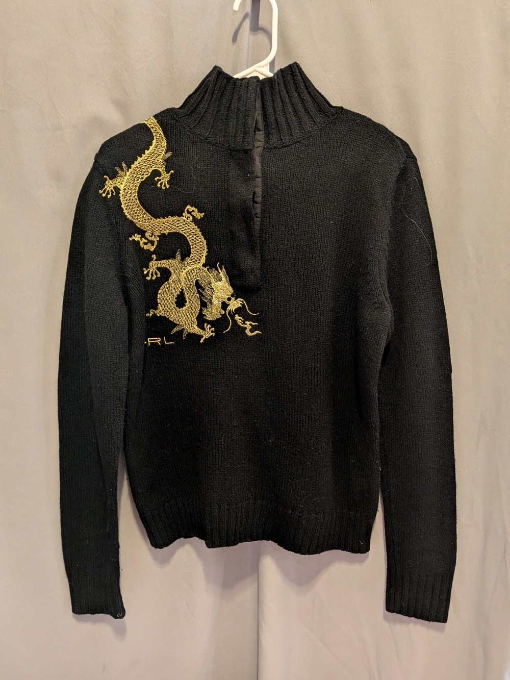 LAUREN Ralph Lauren 2000 "Year Of The Gold Dragon" Lambswool Sweater L